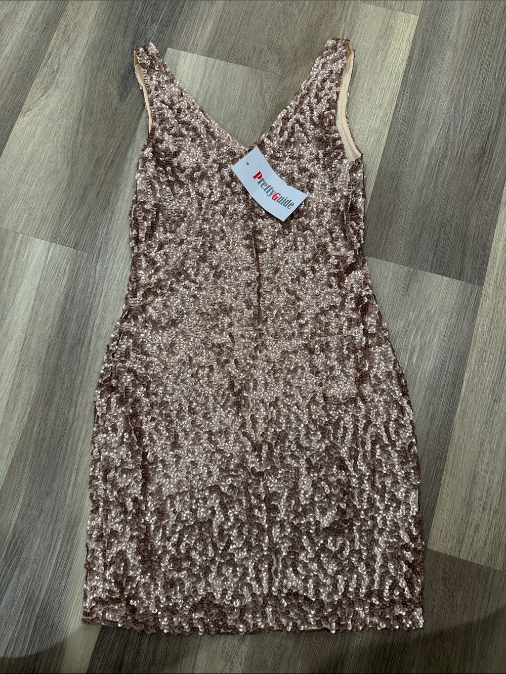 PettyGuide Rose Gold Sequin V-Neck Sheath Dress
